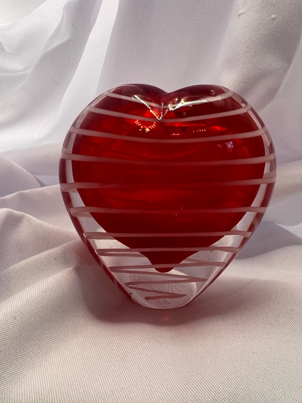 Red Striped Heart Glass Bud Vase - Home Art